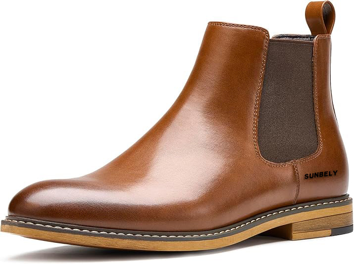 SUNBELY Men's Chelsea Boots Casual Dress Boots Ankle Slip On Boots for Men8
