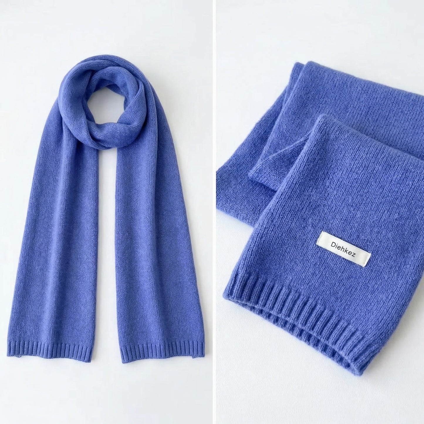 Diehkez Unisex Wool Blend Scarf, Soft Warm Knit Winter Scarf for Men & Women, Lightweight Long Scarf 20×160cm