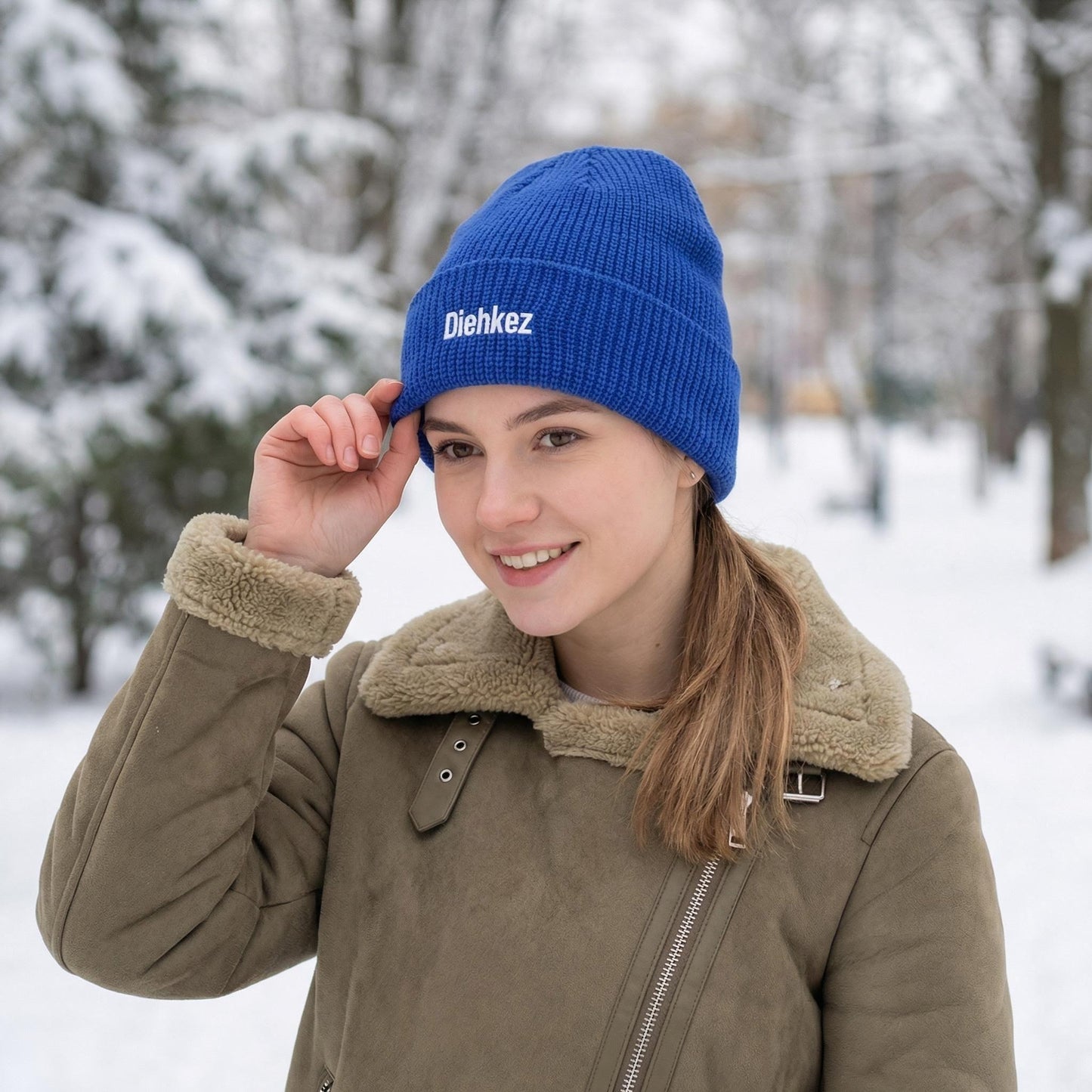 Diehkez Unisex Knit Beanie Hat, Warm Fleece Lined Winter Cap, Stretchy Soft Wool Blend Skull Cap for Men & Women One Size