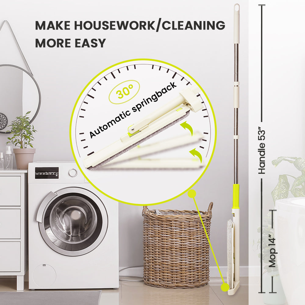Floor Mop, HoMettler Microfiber Mop with Self Wringer Set, Hardwood Mops for Cleaning, Wet & Dry No Hand Washing Lazy Flat Mop with 4 Washable Pads for Tile, Laminate, Wooden Floor