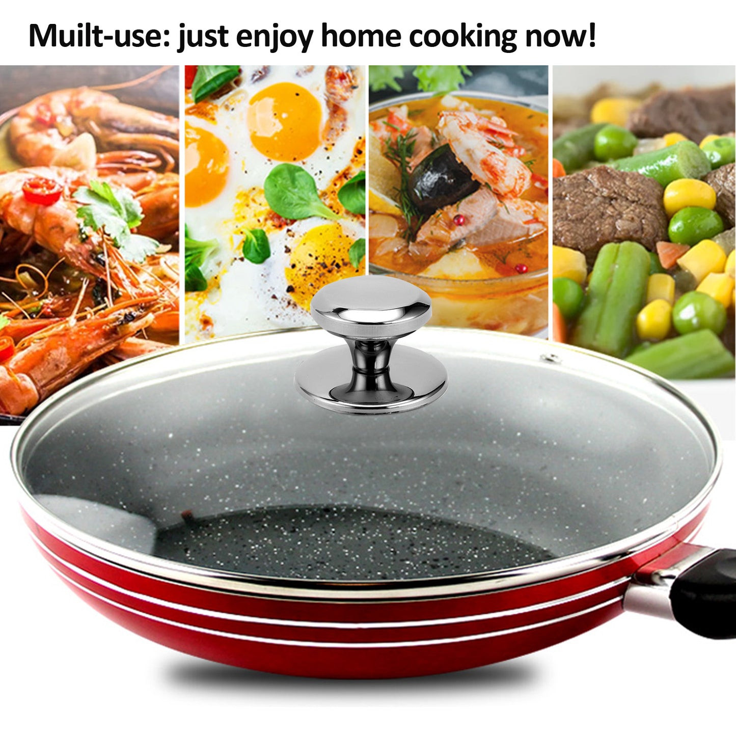 Glass Lid for Frying Pan, Tempered Replacement Cover Compatible with All 11 & 12 inches Cookware for Skillets, Round Cast Iron, Cast Aluminium, Stainless Steel Pans &Pots