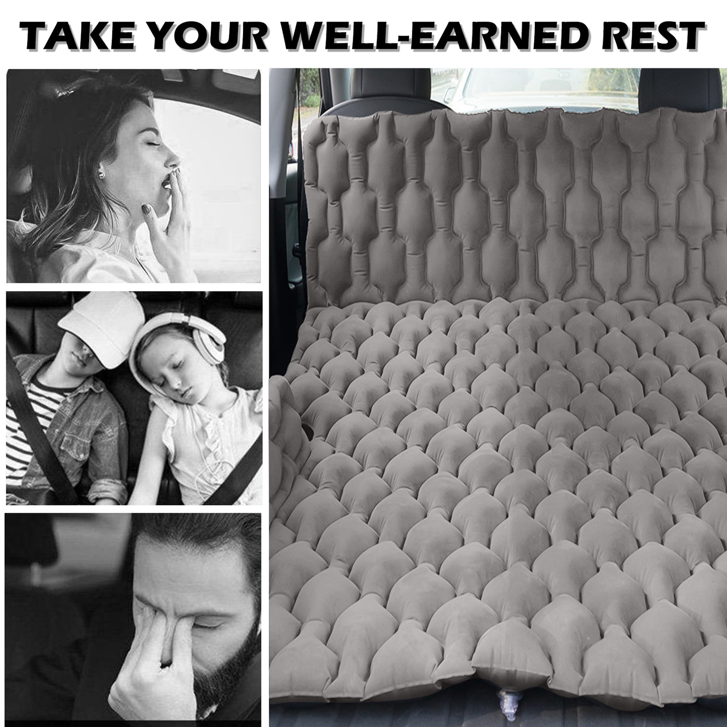 Inflatable Car Air Mattress Portable Sleeping Bed for Backseat and Trunk