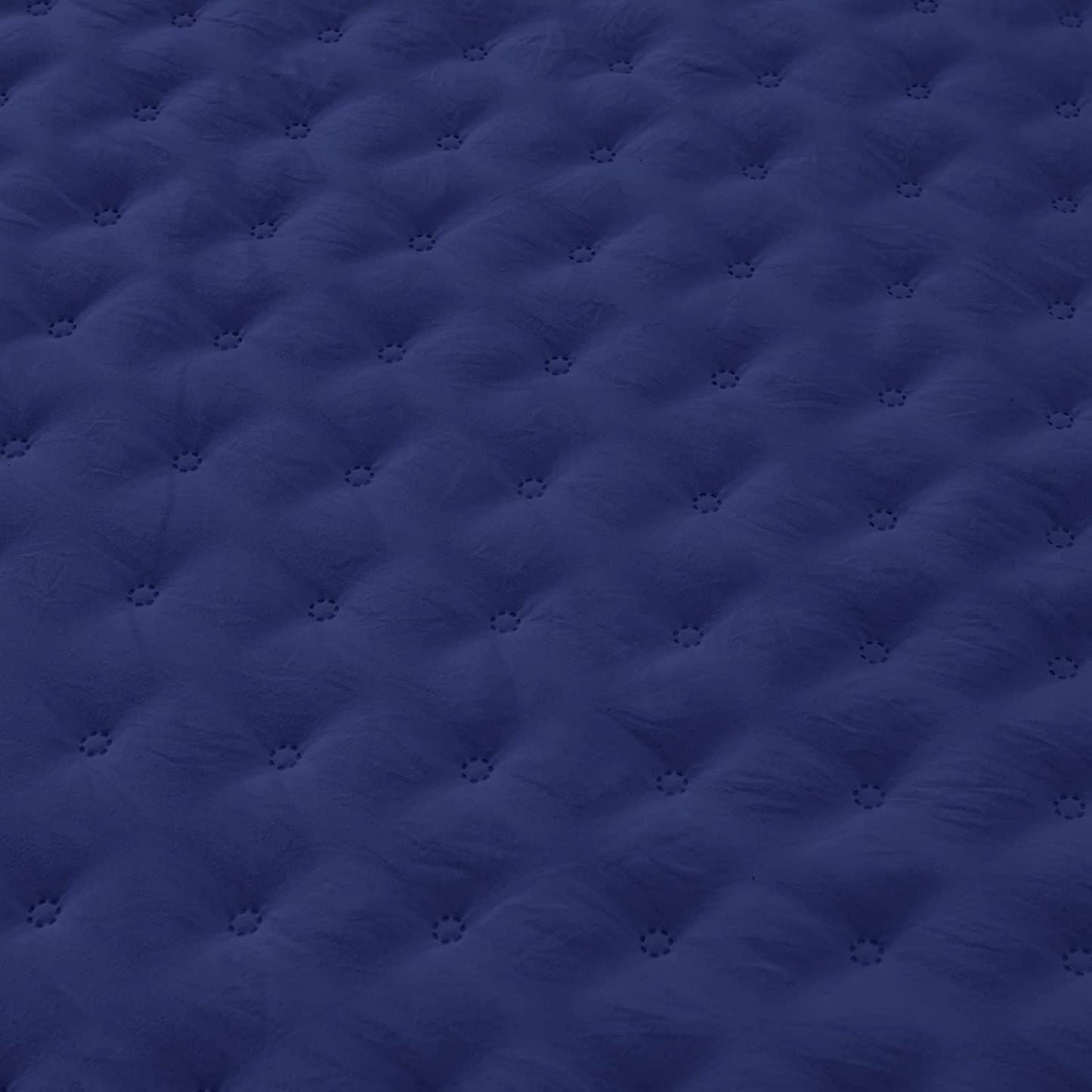 3-Piece King Navy Blue Quilt Set,Soft Warm Ultrasonic Reversible Coverlet Bedspread Set with 2 Pillow Sham