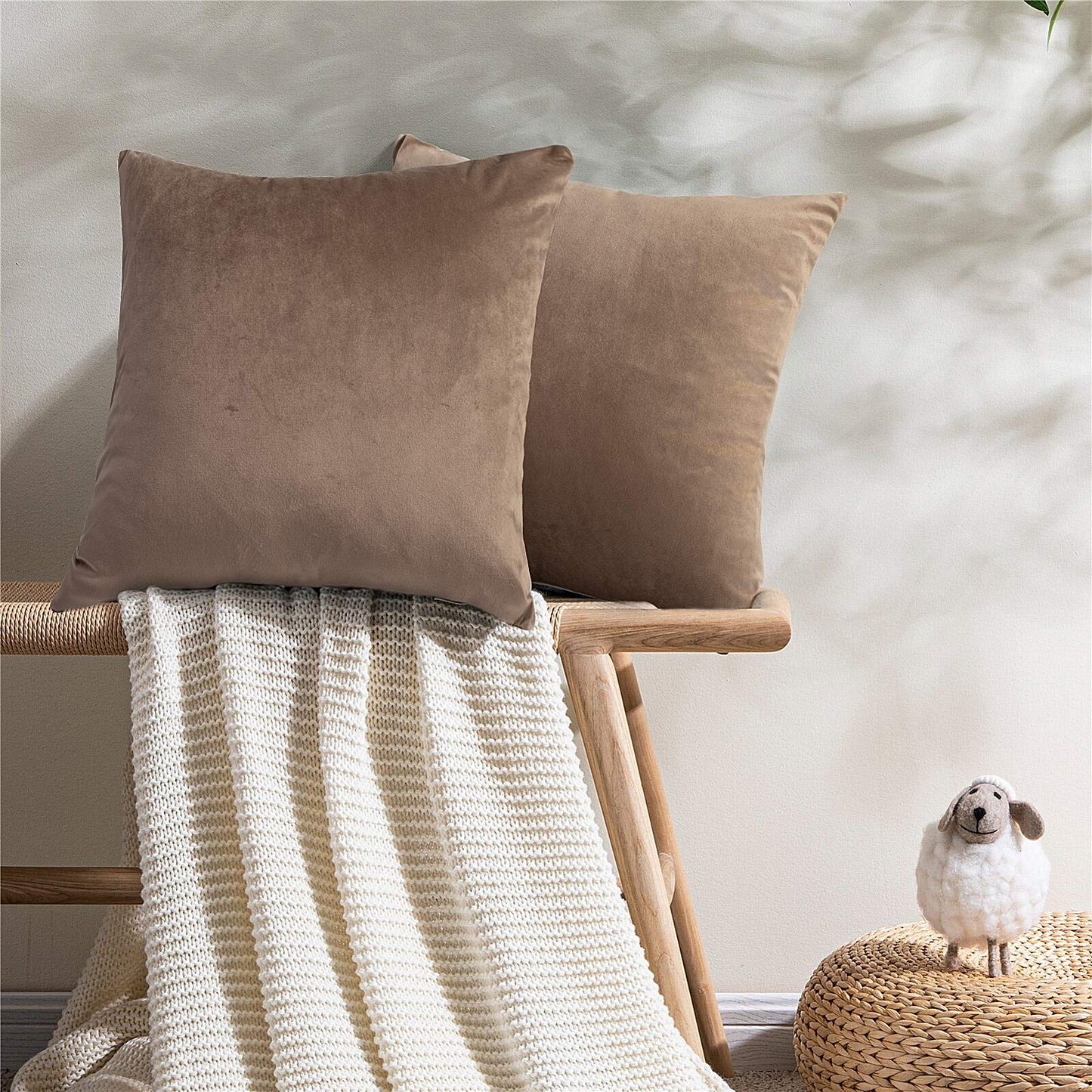 GREAGLE Throw Pillow Covers Soft Gray Cushion Covers for Living Room