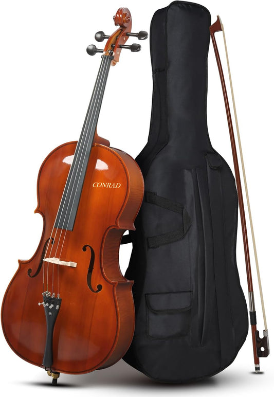 CONRAD Model 500 - Light Antique Finish with Dominant Strings, Case, Bow and Rosin (Full Size - 4/4)