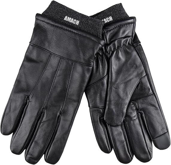 AMACH Genuine Leather Touchscreen Gloves