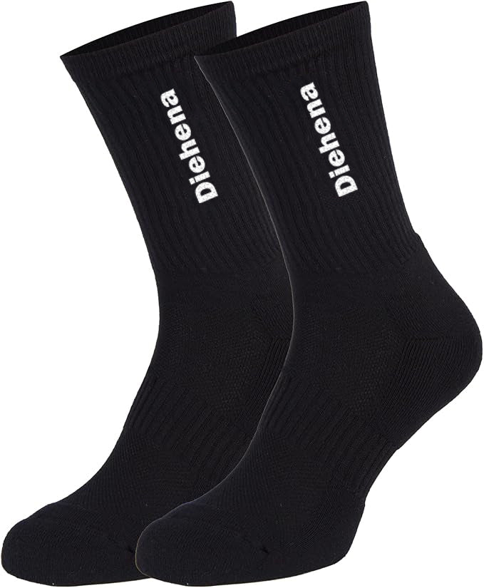 Diehena Cotton Crew Sock, Arch Support, Seamless Toe, Half Cushion Heel, Ultra Soft, Unisex European