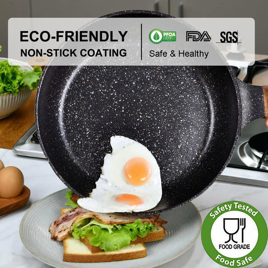 11 in Nonstick Frying Pan with Heat Indicator, PFOA-Free Granite Stone Coating Skillet for Gas, Electric, Induction, Stove Top