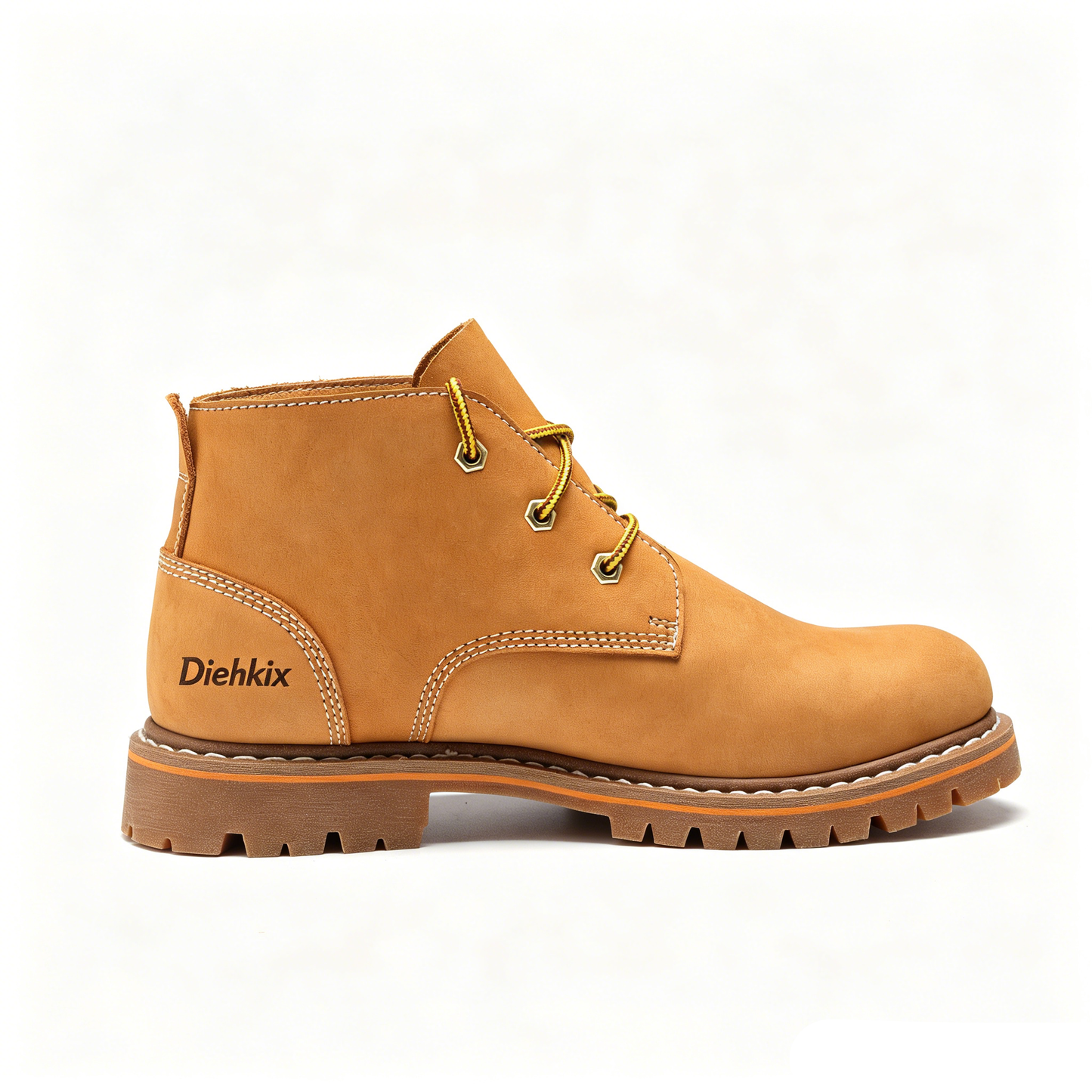 DIEHKIX Men's Dress Leather Ankle Cap Toe Oxford Boot Lace up Black color Business Wedding Party Shoes