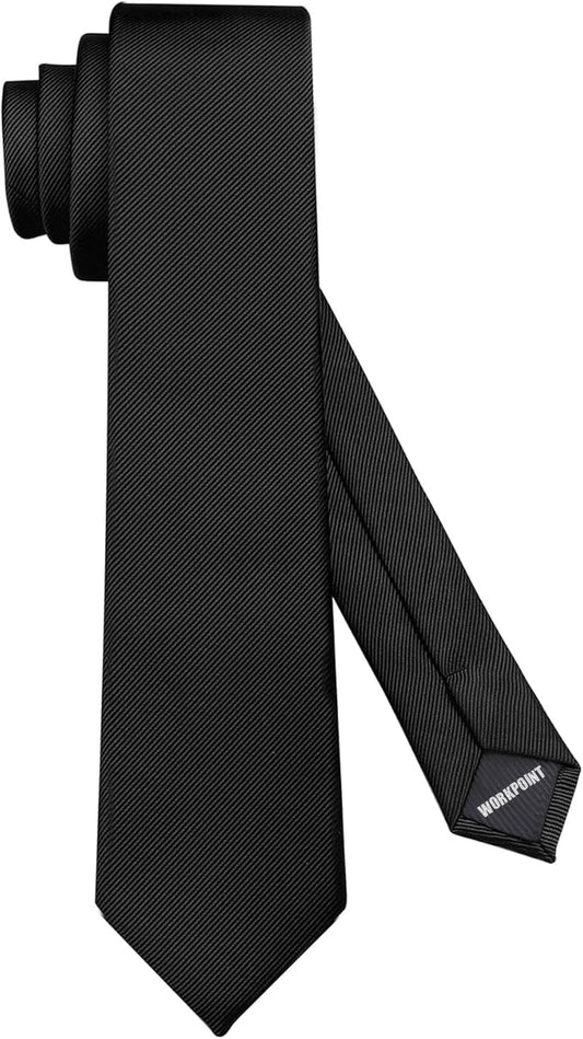 WORKPOINT Men's Ties Solid Pure Color Neckties Formal Black Ties For Men