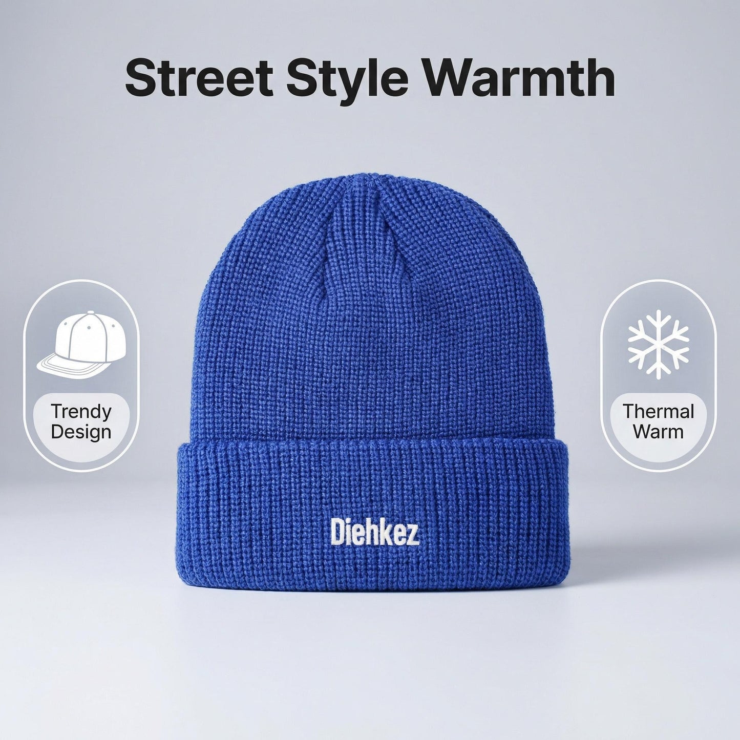 Diehkez Unisex Knit Beanie Hat, Warm Fleece Lined Winter Cap, Stretchy Soft Wool Blend Skull Cap for Men & Women One Size