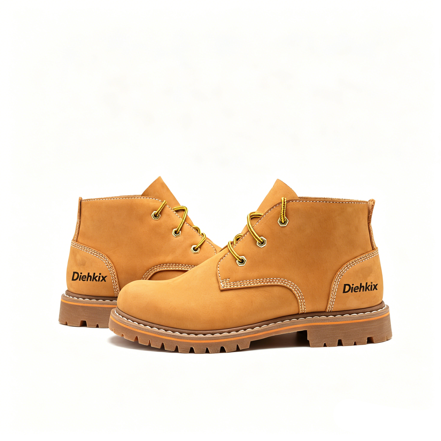 DIEHKIX Men's Dress Leather Ankle Cap Toe Oxford Boot Lace up Black color Business Wedding Party Shoes
