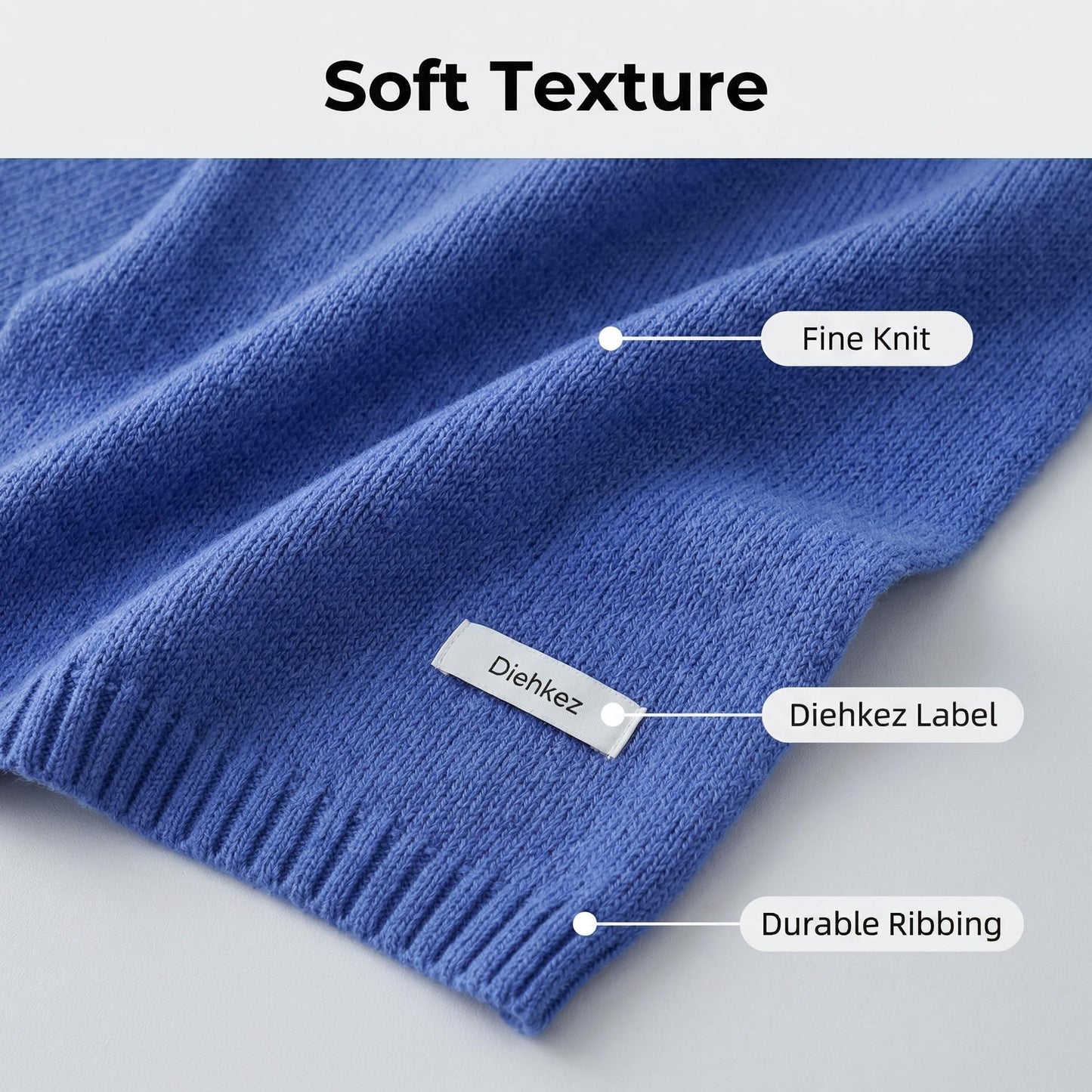 Diehkez Unisex Wool Blend Scarf, Soft Warm Knit Winter Scarf for Men & Women, Lightweight Long Scarf 20×160cm