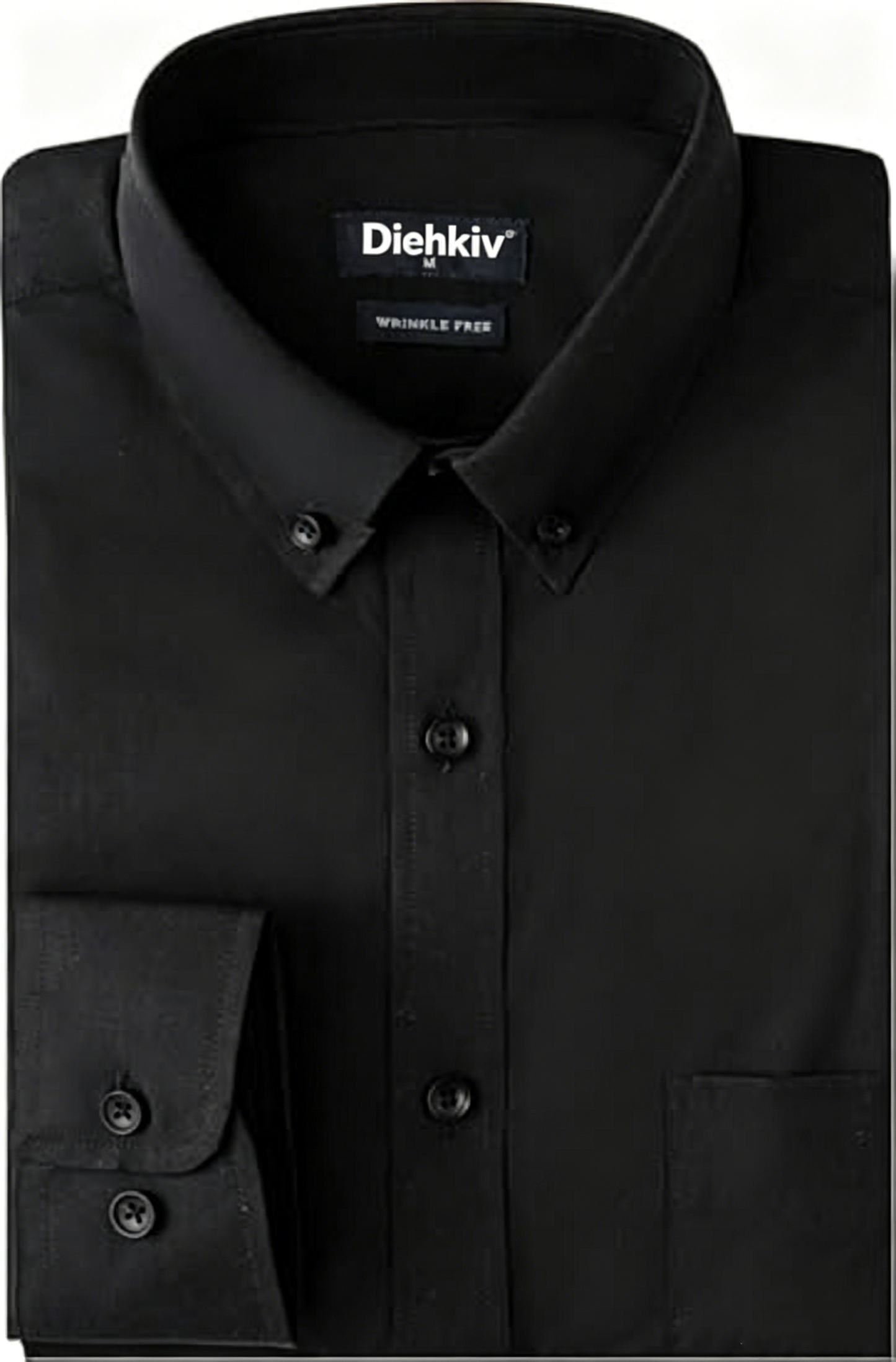DIEHKIV Men's Dress Shirt Fitted Poplin Solid Black For Men