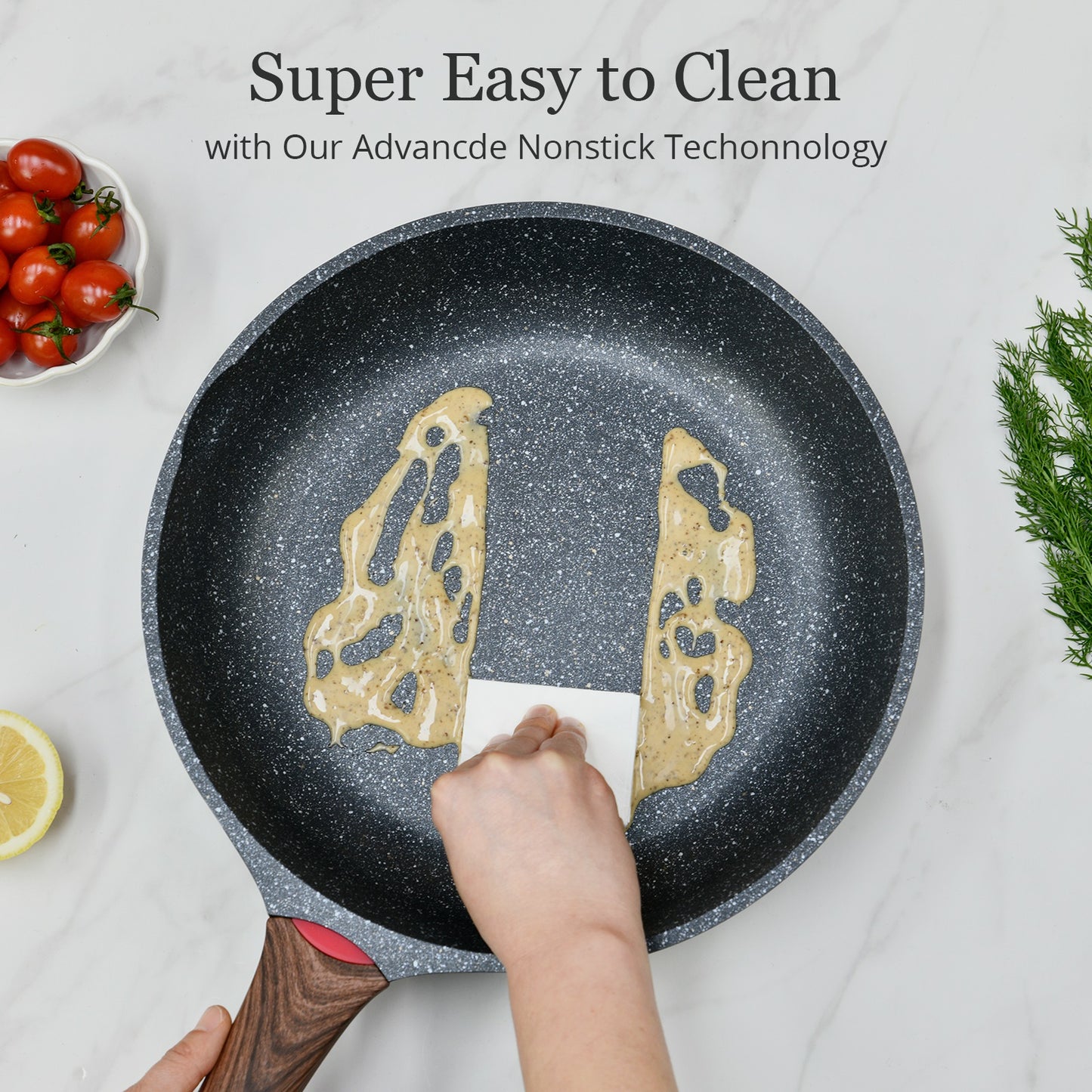 DIIG Nonstick Frying Pan with Lid, 12 in No Stick PFOA-Free Granite Stone Coating Chef's Pan, Large 30 cm Cooking Pans for Family, Gift Cookware Pan Set for Gas Stove, Induction Top