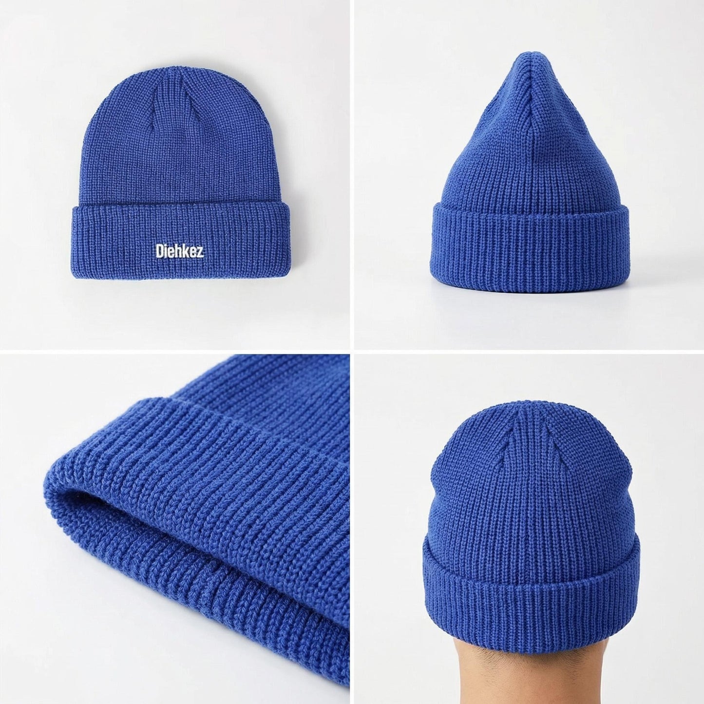 Diehkez Unisex Knit Beanie Hat, Warm Fleece Lined Winter Cap, Stretchy Soft Wool Blend Skull Cap for Men & Women One Size