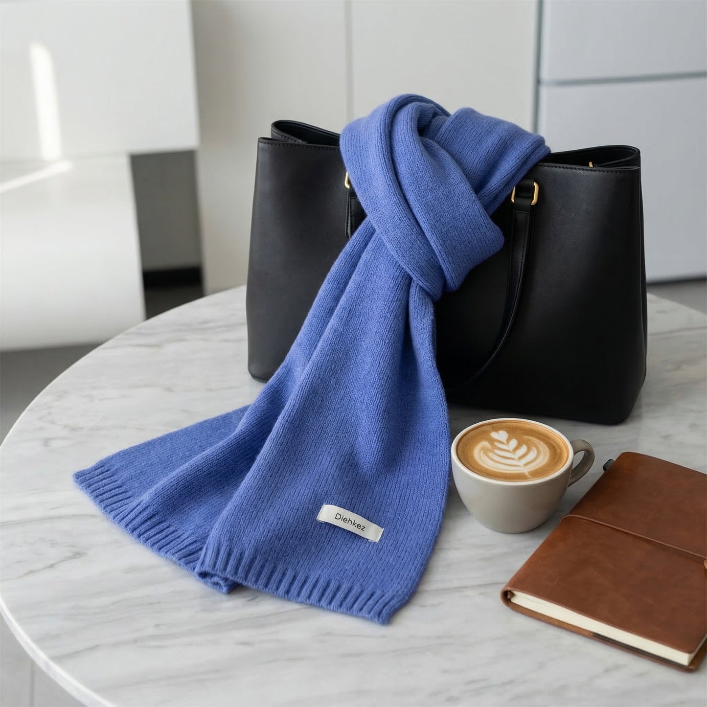 Diehkez Unisex Wool Blend Scarf, Soft Warm Knit Winter Scarf for Men & Women, Lightweight Long Scarf 20×160cm