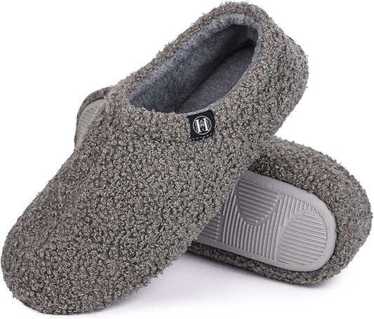 H Memory Foam Fur-lined Slip-on Slippers