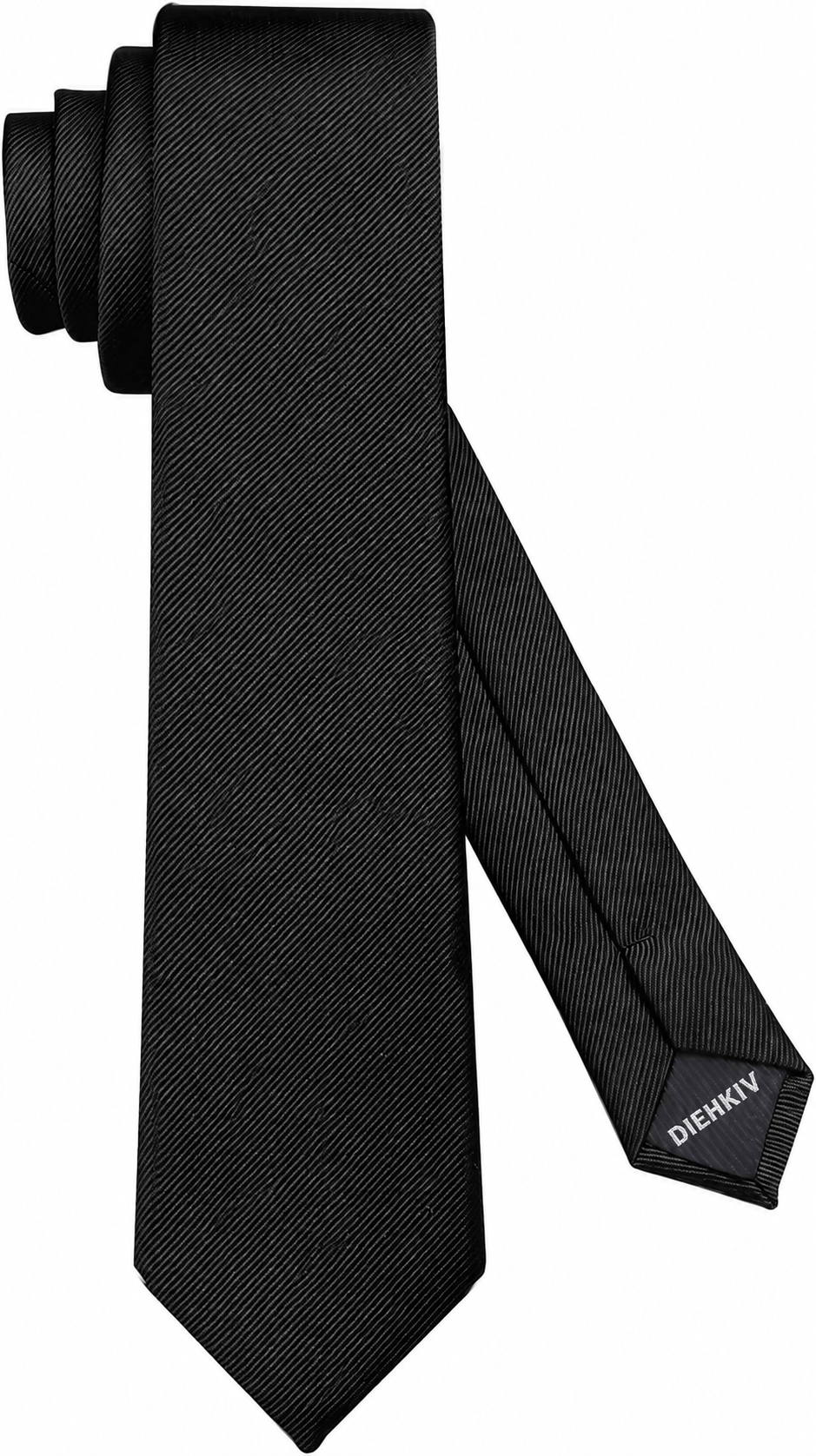 DIEHKIV Men's Ties Solid Pure Color Neckties Formal Black Ties For Men