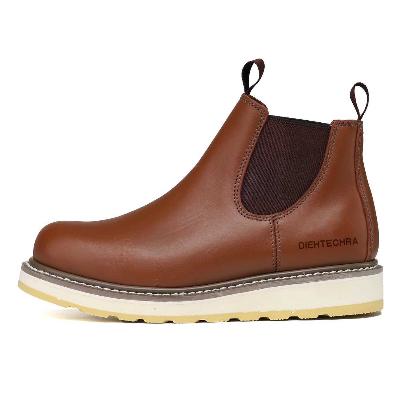 Diehtechra Slip-on Soft Toe Work Boot for Men, 6 in Leather Slip Resistant Durable Work Boot