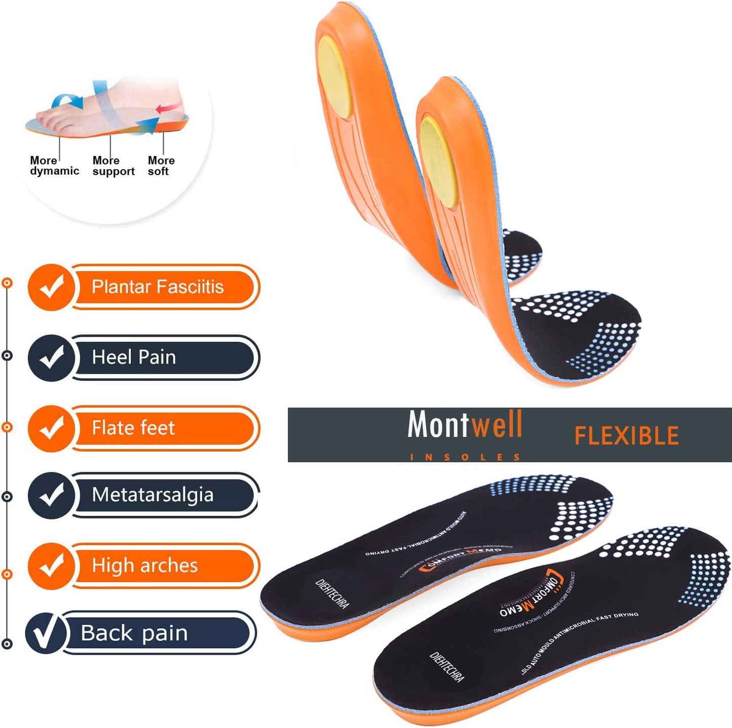 DIEHTECHRA Heavy Duty Boot Support Insole