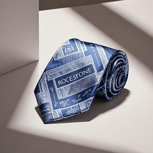 ROCESTONE Men's Blue Tie Classic Silk Tie for Weddings and Special Occasions
