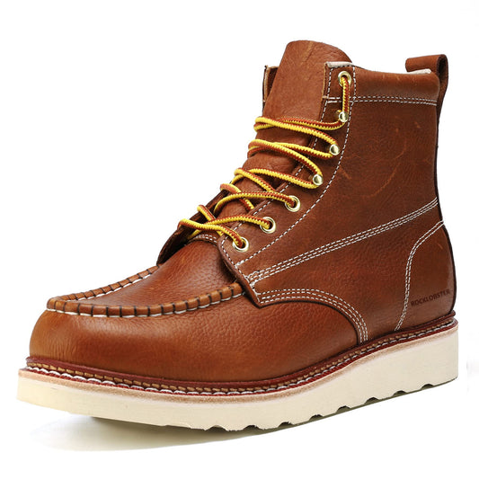 ROCKLOBSTER Men's 6" Stylish Classic Leather Slip Resistant Work Boots