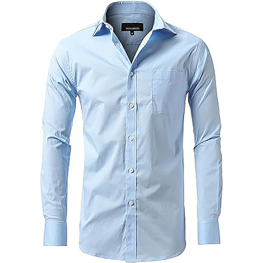 ROCKLOBSTER Men‘s Long Sleeve Solid Slim Regular Fit Business Shirt