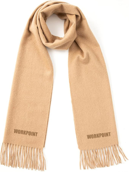 WORKPOINT 100% Cashmere Scarf with Fringed Edges, Ultra Soft Large Cashmere Shawl Wrap for Women and Men
