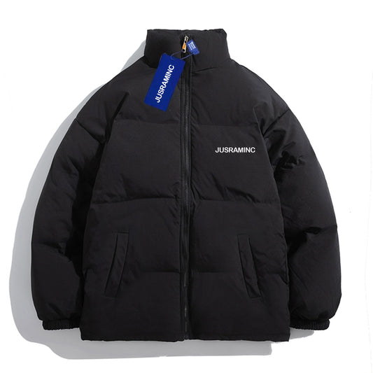 JUSRAMINC Men's Hooded Puffer Jacket - Insulated Winter Waterproof Warm Coat, Zipper Down Quilted Jackets