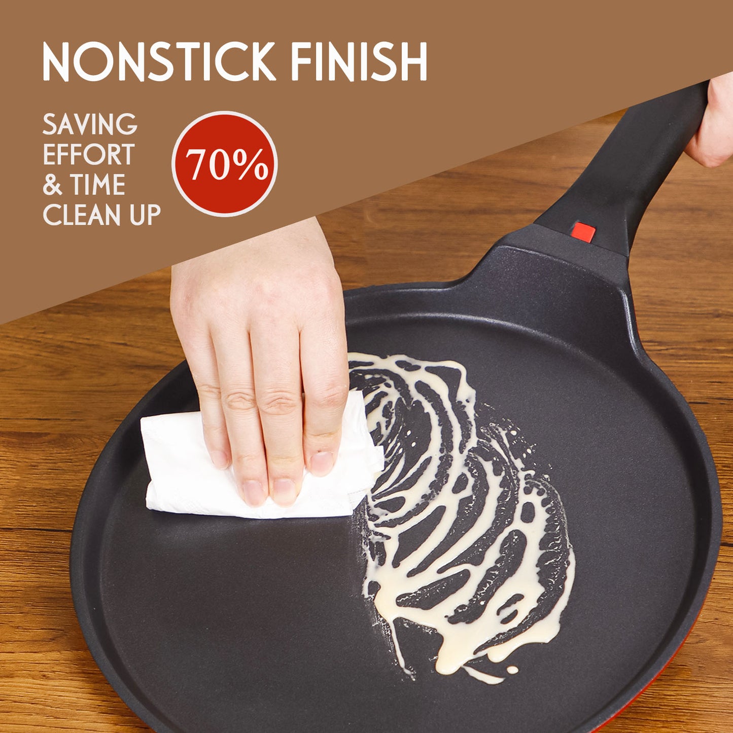 DIIG Non Stick Crepe Pan 11 Inch with Spreader Spatula, No Stick Pancake Pan for Cooking, Griddle for Frying Egg, Steak, Crepe Cake, Omelette Pan with Induction Bottom