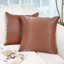 Load image into Gallery viewer, HIARUO Decorative Faux Woven Leather Pillow Covers Cases 18*18 inch, Pack of 4
