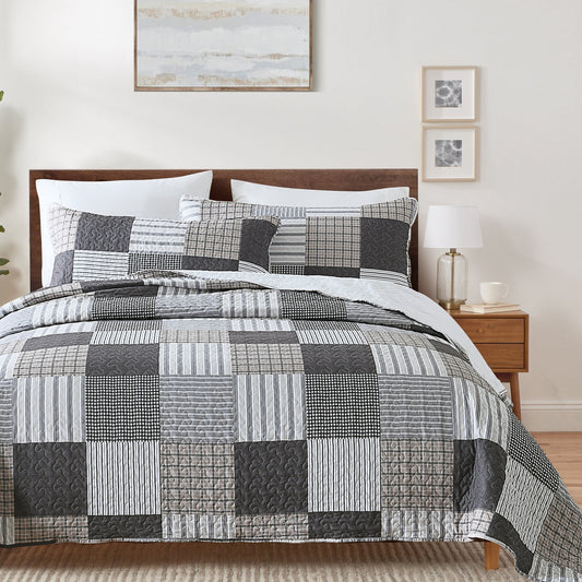 Queen King Quilt Set 3-Piece Soft Warm Reversible Lightweight Bedspread Coverlet
