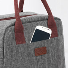 Gray Lunch Box for Office School Waterproof Resistant Foldable Tote Bag