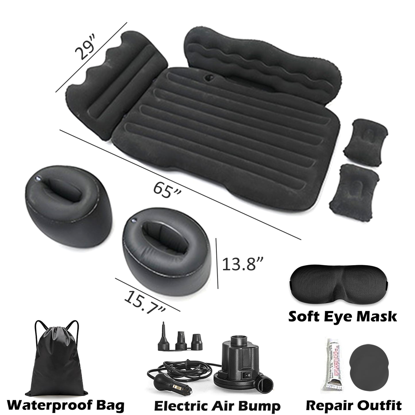Inflatable Car Air Mattress Portable Sleeping Bed for Backseat and Trunk