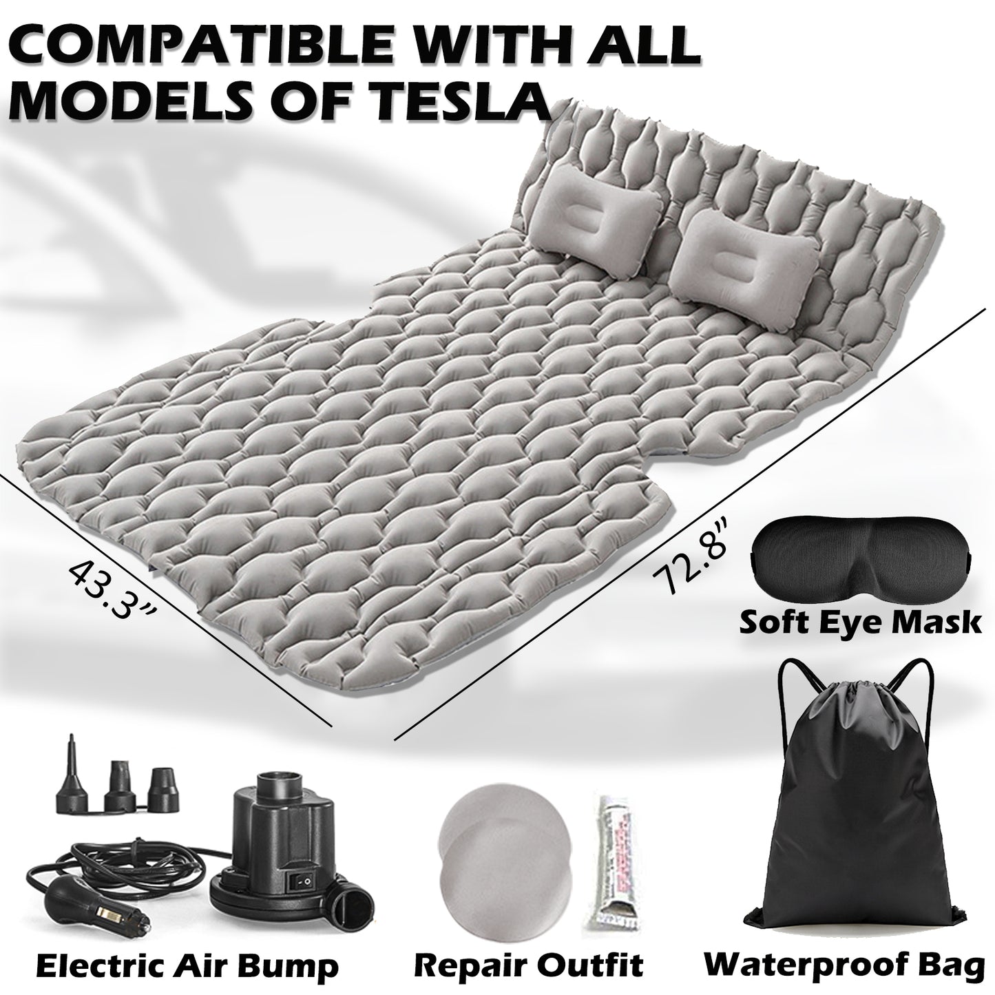 Inflatable Car Air Mattress Portable Sleeping Bed for Backseat and Trunk