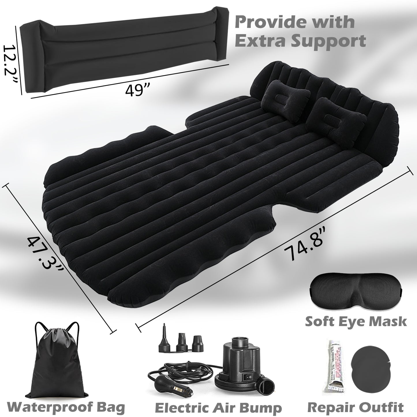 Inflatable Car Air Mattress Portable Sleeping Bed for Backseat and Trunk