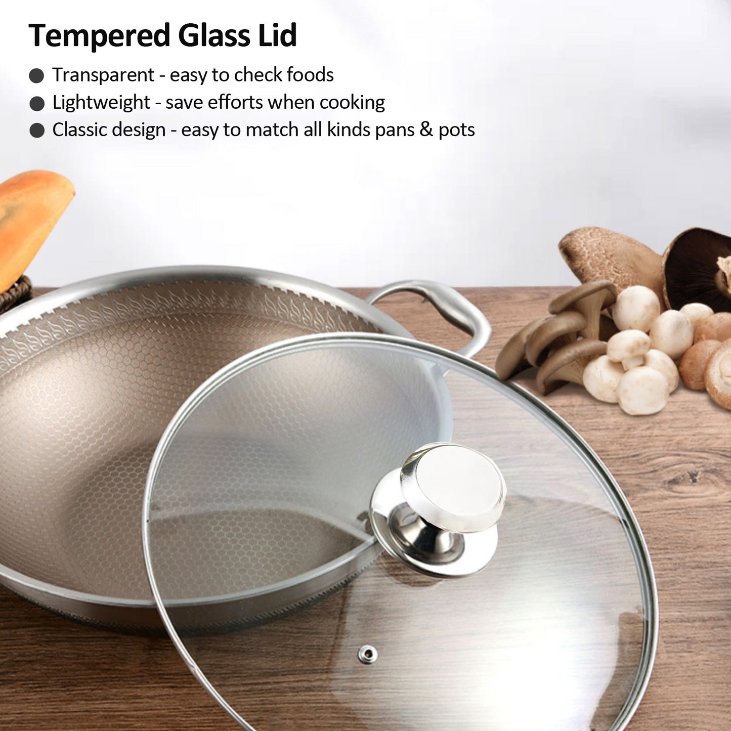 Glass Lid for Frying Pan, Tempered Replacement Cover Compatible with All 11 & 12 inches Cookware for Skillets, Round Cast Iron, Cast Aluminium, Stainless Steel Pans &Pots