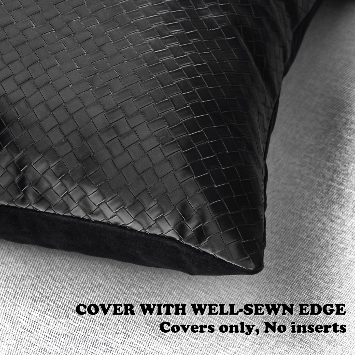 HIARUO Decorative Faux Woven Leather Pillow Covers Cases 18*18 inch, Pack of 4