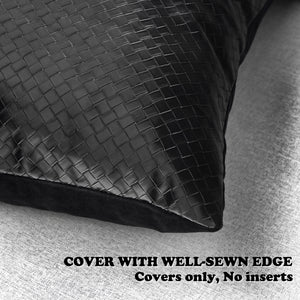 HIARUO Decorative Faux Woven Leather Pillow Covers Cases 18*18 inch, Pack of 4
