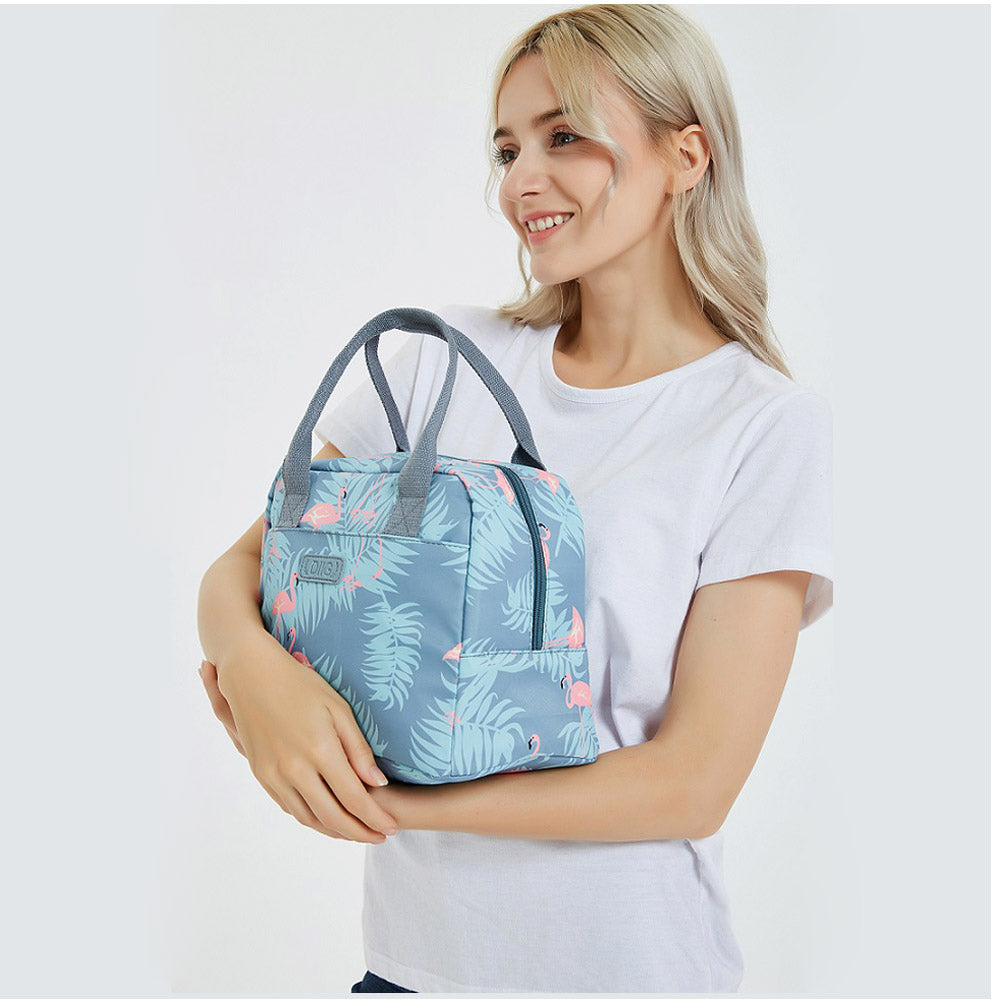 Flamingo Lunch Bags for Women, Foldable Lunch Bags Insulated Cooler Tote Box for Office Work School