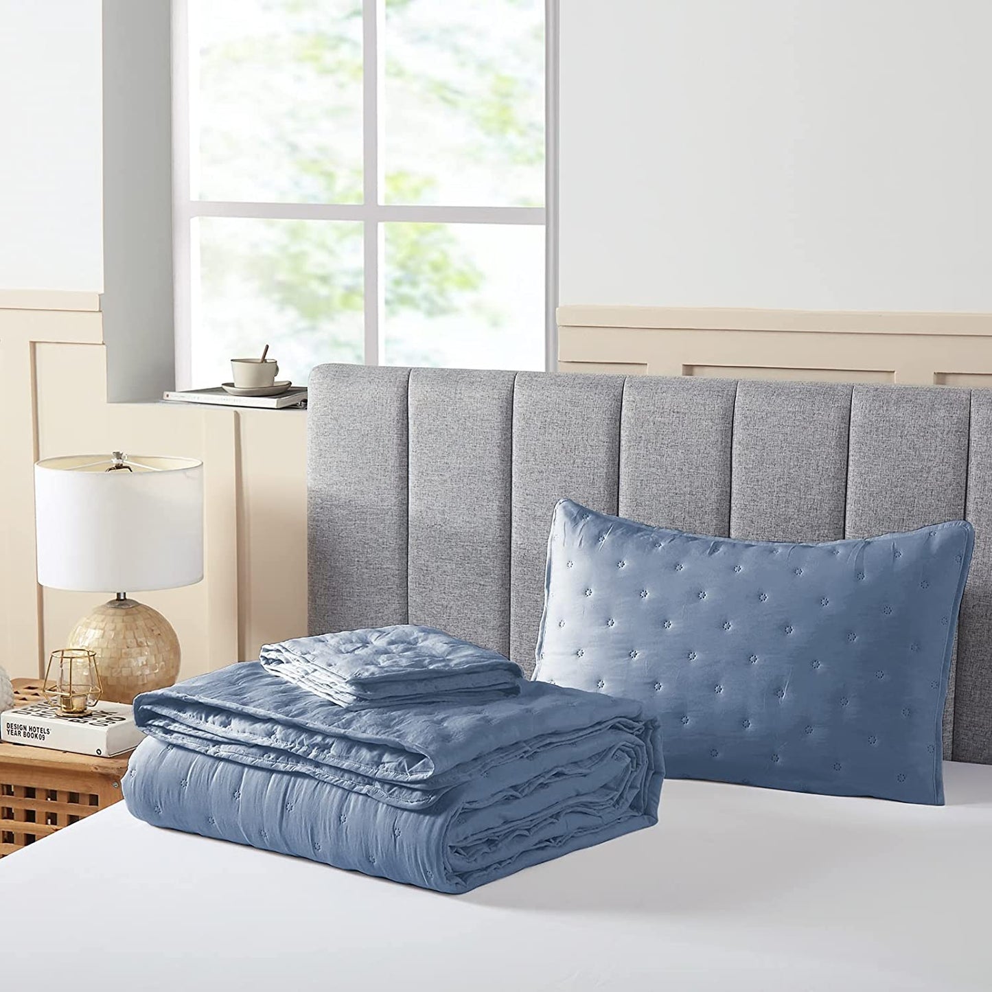 3-Piece King Dark Slate Grey Quilt Set,Soft Ultrasonic Reversible Coverlet Bedspread Set with 2 Pillow Sham