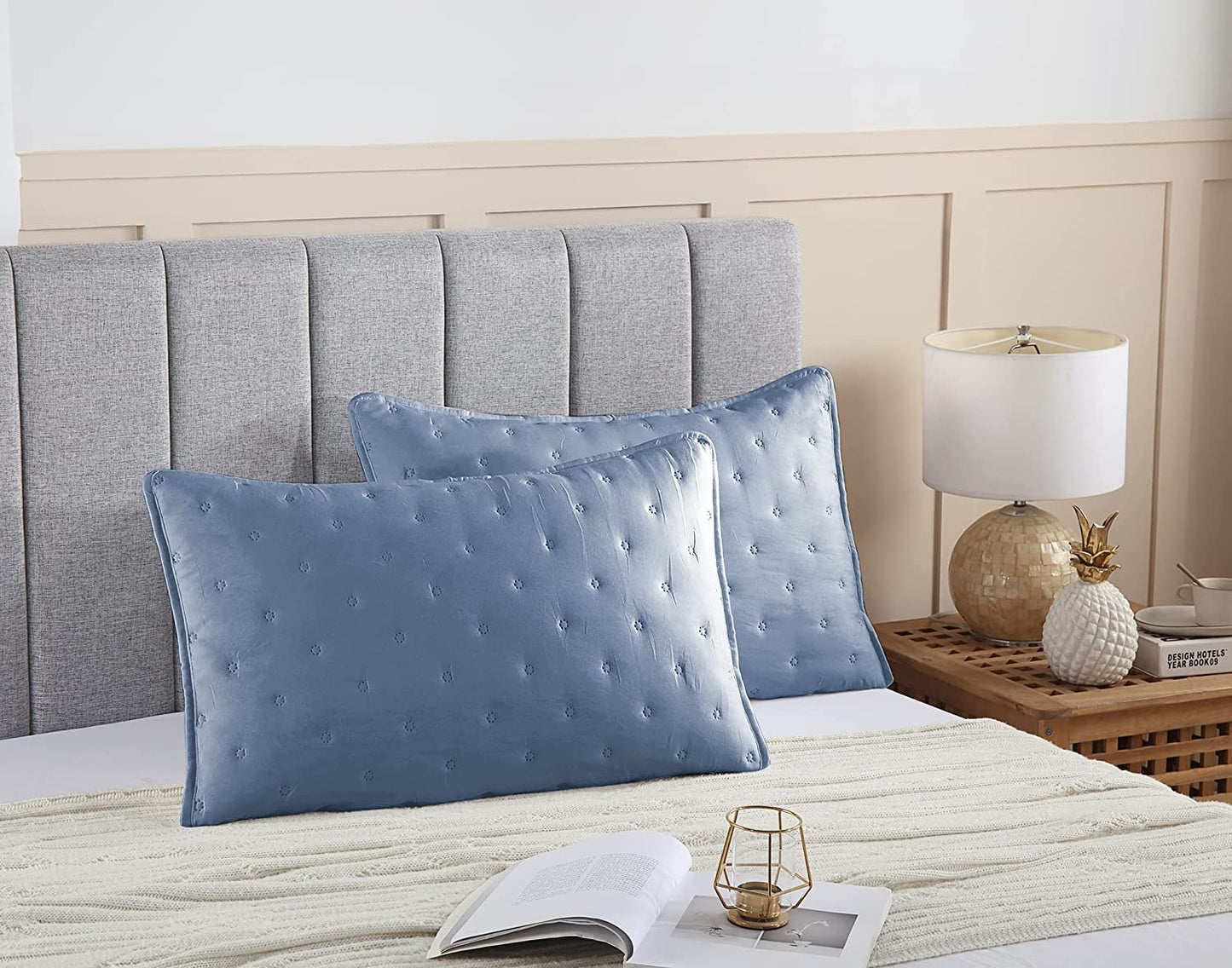 3-Piece King Dark Slate Grey Quilt Set,Soft Ultrasonic Reversible Coverlet Bedspread Set with 2 Pillow Sham