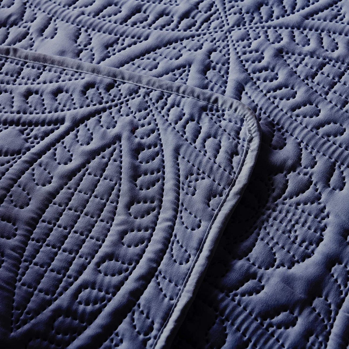 3-Piece King Navy Blue Quilt Set,Lightweight Soft Bedspread with 2 Pillow Shams