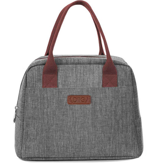 Gray Lunch Box for Office School Waterproof Resistant Foldable Tote Bag