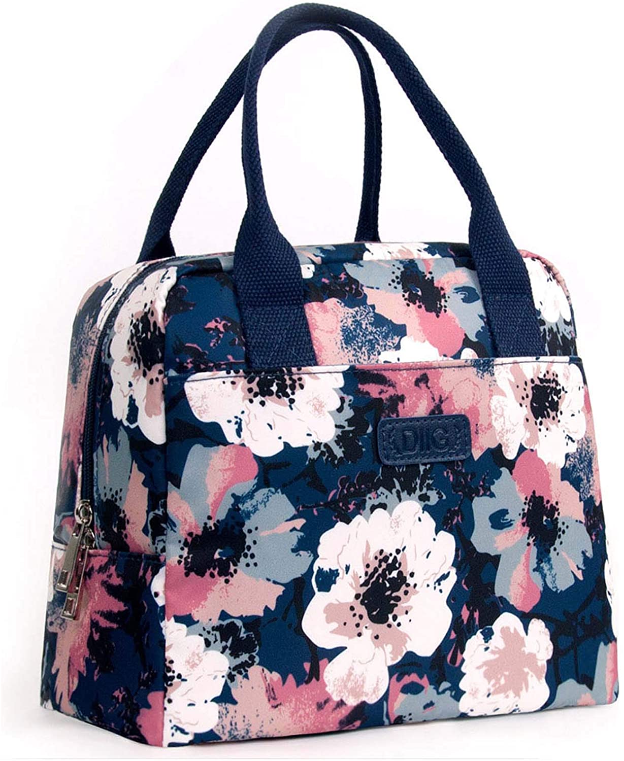 Flower Lunch Box for Women Teen Girls, 7.5L Reusable Insulated Cooler Cute Lunch Tote Bag for School Picnic
