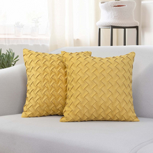 Load image into Gallery viewer, GREAGLE Throw Pillow Covers Square Cushion Covers with Basket Weave Pattern Decorative
