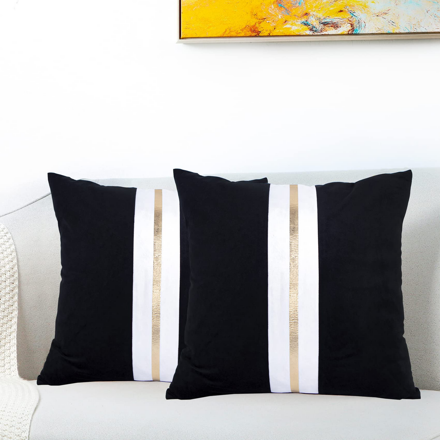 Decorative Throw Pillow Covers Patchwork Pillowcases Square Cushion Covers Pack of 2