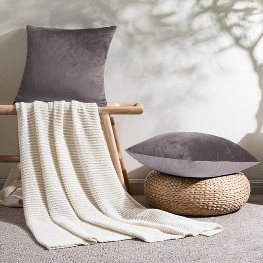 GREAGLE Throw Pillow Covers Soft Gray Cushion Covers for Living Room