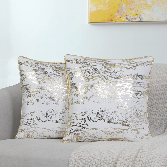 GREAGLE Velvet Throw Pillow Covers 18 x 18 Pack of 2 Soft Decorative Gold Pillowcases